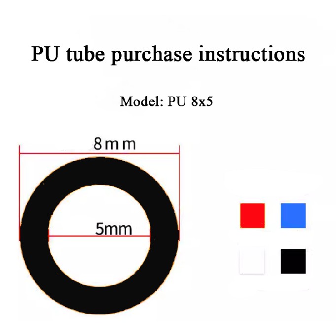 Полиуретановый шланг  PU6x4/8x5/10x6.5/12x8/14x10/16x12